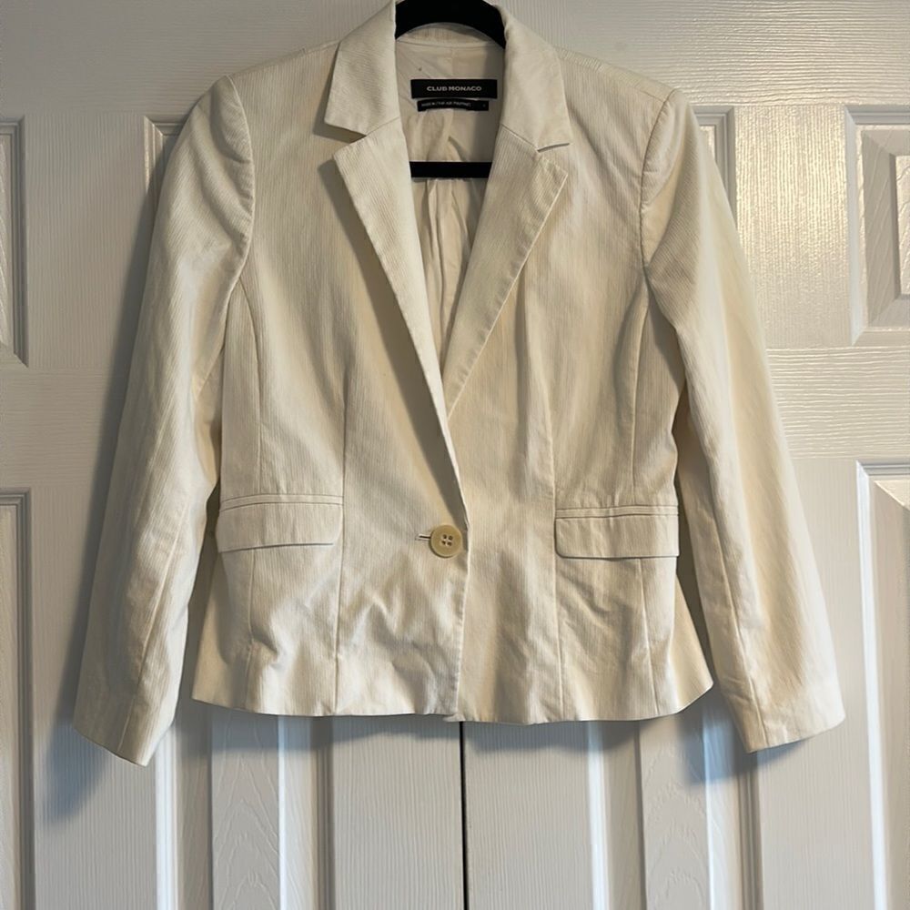 Club Monaco Women’s White One Button Blazer, Size 6